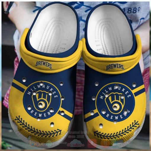 Milwaukee Brewers Yellow Navy Mlb Crocs Clog Shoes