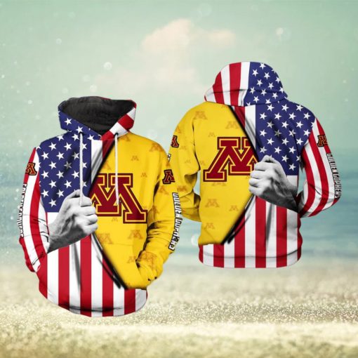 Minnesota Golden Gophers NCAA US Flag 3D Printed Hoodie