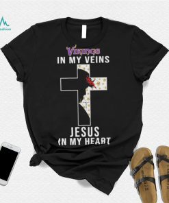 Minnesota Vikings in My Veins Jesus in My Heart 2024 Shirt