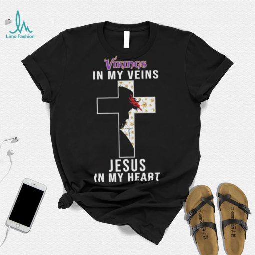 Minnesota Vikings in My Veins Jesus in My Heart 2024 Shirt
