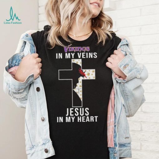 Minnesota Vikings in My Veins Jesus in My Heart 2024 Shirt