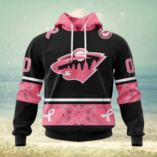 Minnesota Wild Hoodie Specialized Design In Classic Style With Paisley! WE WEAR PINK BREAST CANCER Hoodie