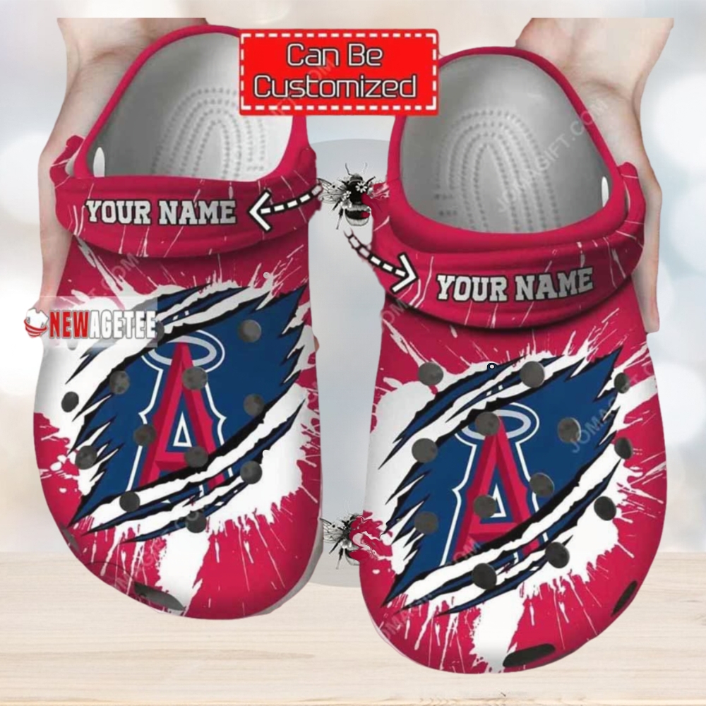 Mlb Los Angeles Angels Ripped Claw Custom Name Crocs Clog Mlb Los Angeles Angels Ripped Claw Custom Name Crocs Clog
