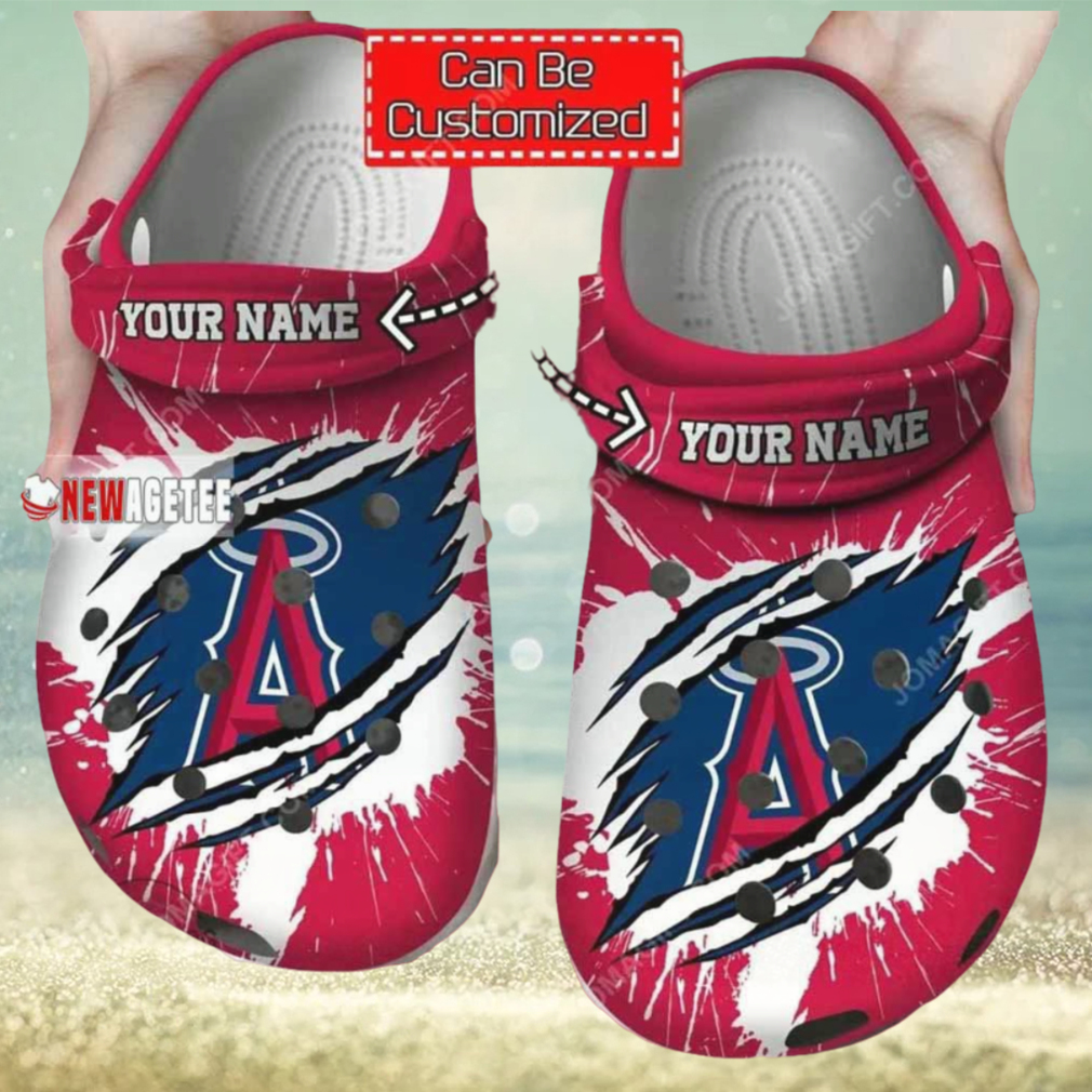 Mlb Los Angeles Angels Ripped Claw Custom Name Crocs Clog Mlb Los Angeles Angels Ripped Claw Custom Name Crocs Clog