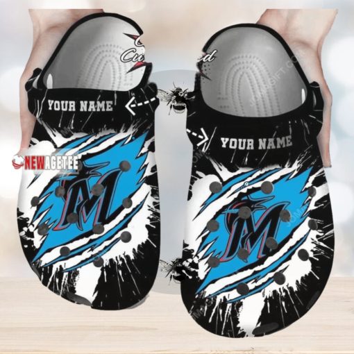 Mlb Miami Marlins Ripped Claw Custom Name Crocs Clog