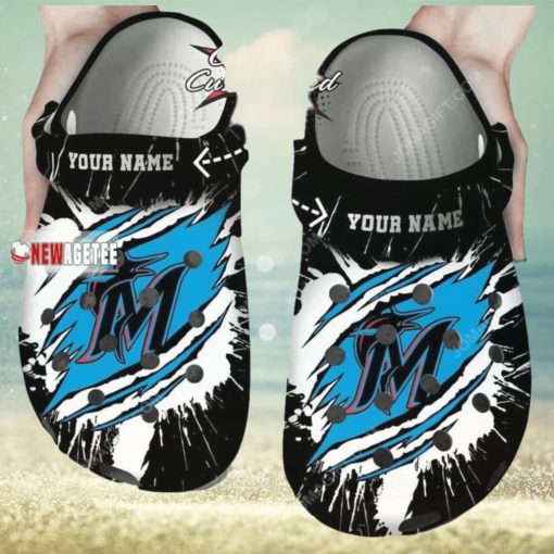 Mlb Miami Marlins Ripped Claw Custom Name Crocs Clog