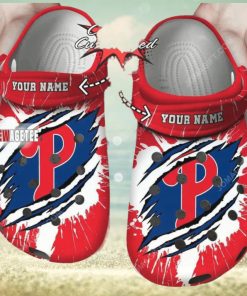 Mlb Philadelphia Phillies Ripped Claw Custom Name Crocs Clog