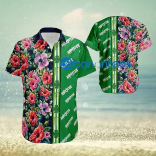 Monster Energy Hibiscus Flower Style Hawaiian Shirt All Over Print Gift Patricks Day