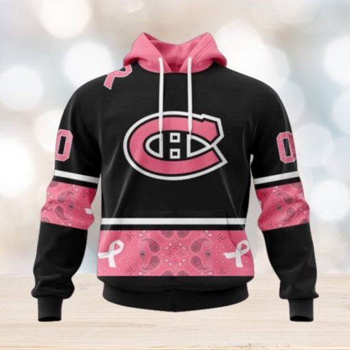 Montreal Canadiens Hoodie Specialized Design In Classic Style With Paisley! WE WEAR PINK BREAST CANCER Hoodie