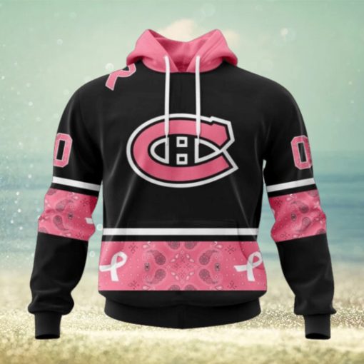 Montreal Canadiens Hoodie Specialized Design In Classic Style With Paisley! WE WEAR PINK BREAST CANCER Hoodie