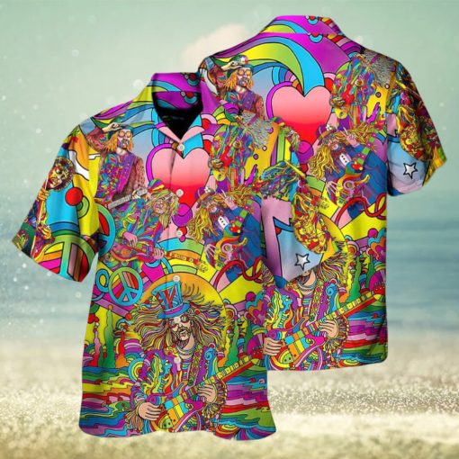 Music Guitar Psychedelic Hippie Musician Hawaiian Shirt