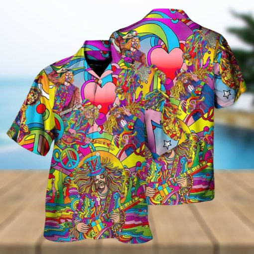 Music Guitar Psychedelic Hippie Musician Hawaiian Shirt