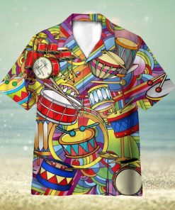 Music Peace Love Drums Hippie 3D Hawaiian Shirt Summer Vaction Gift