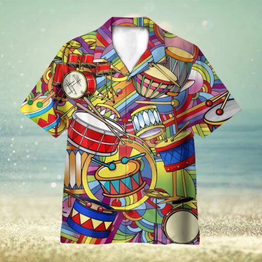 Music Peace Love Drums Hippie 3D Hawaiian Shirt Summer Vaction Gift