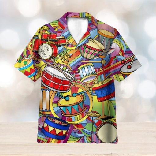 Music Peace Love Drums Hippie 3D Hawaiian Shirt Summer Vaction Gift