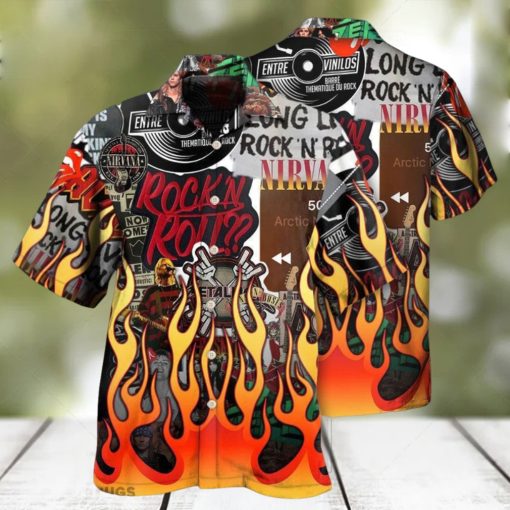 Music Rock Music Red Flame Hawaiian Shirt Aloha Casual Shirt For Men And Women