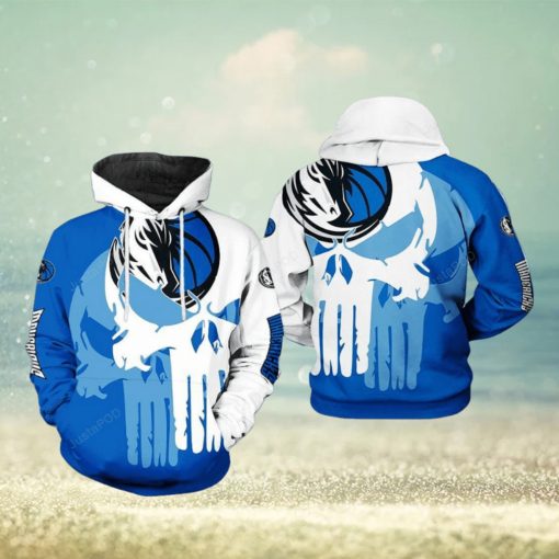 NBA Dallas Mavericks Blue White Skull Pullover Hoodie