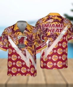 NBA Miami Heat Tropical And Basketball Pattern Print hot Hawaiian Shirt