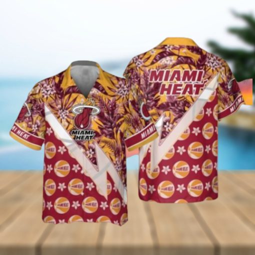 NBA Miami Heat Tropical And Basketball Pattern Print hot Hawaiian Shirt