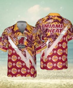 NBA Miami Heat Tropical And Basketball Pattern Print hot Hawaiian Shirt