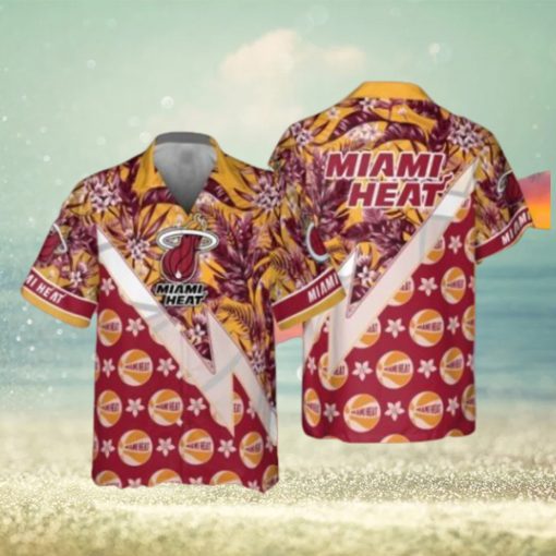 NBA Miami Heat Tropical And Basketball Pattern Print hot Hawaiian Shirt