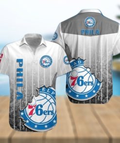 NBA Philadelphia 76Ers Light Gray Scratch Hawaiian Shirt