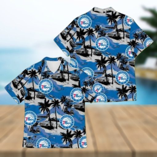 NBA Philadelphia 76Ers Palm Trees And Car Pattern Hawaiian Shirt