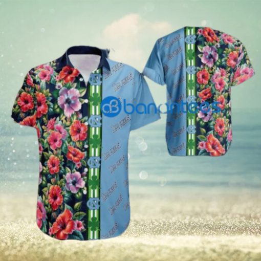 NCAA North Carolina Tar Heels Hibiscus Flower Logo Hawaiian Shirt Gift Patricks Day