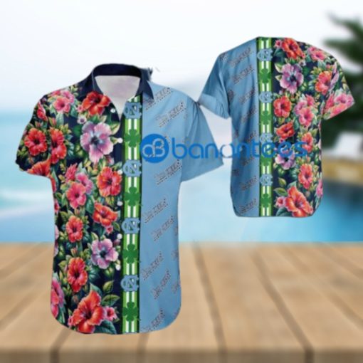 NCAA North Carolina Tar Heels Hibiscus Flower Logo Hawaiian Shirt Gift Patricks Day