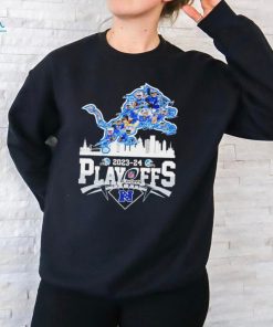 NFL 2023 2024 NFC Playoffs Detroit Lions player signatures logo skyline shirt