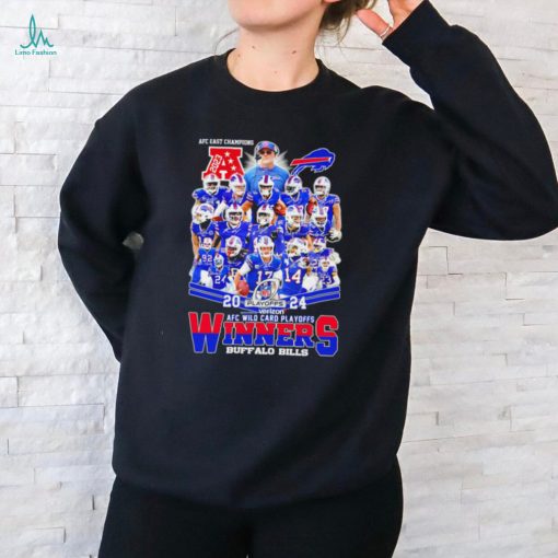 NFL 2024 AFC Wild Card Playoffs Winners Buffalo Bills player signatures logo shirt