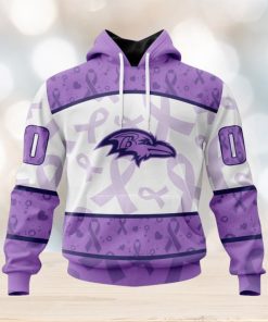 NFL Baltimore Ravens Custom Name Number Fight Cancer Pullover Hoodie