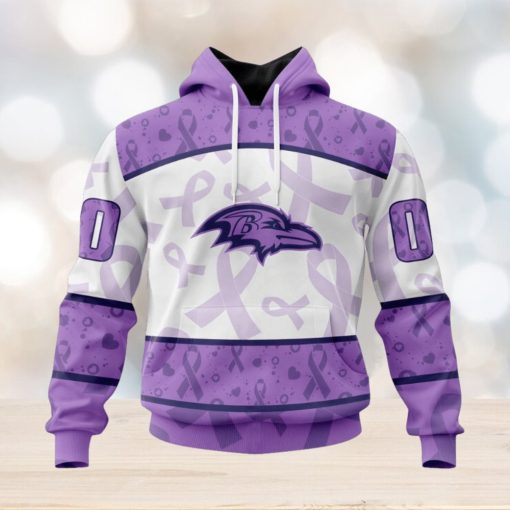 NFL Baltimore Ravens Custom Name Number Fight Cancer Pullover Hoodie