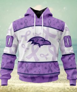 NFL Baltimore Ravens Custom Name Number Fight Cancer Pullover Hoodie