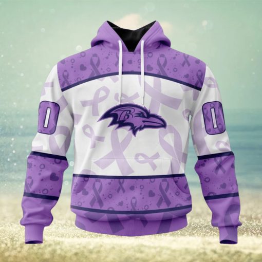 NFL Baltimore Ravens Custom Name Number Fight Cancer Pullover Hoodie