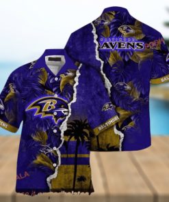 NFL Baltimore Ravens Hawaiian Shirt, Custom Sundown Aloha Shirt