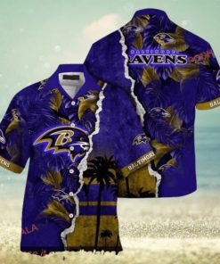 NFL Baltimore Ravens Hawaiian Shirt, Custom Sundown Aloha Shirt