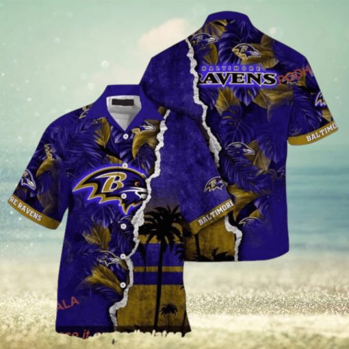 NFL Baltimore Ravens Hawaiian Shirt, Custom Sundown Aloha Shirt