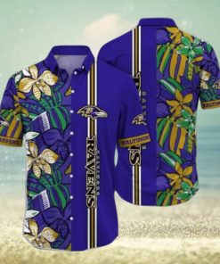 NFL Baltimore Ravens Hawaiian Shirt Flower Chic Summer Gift For Fans