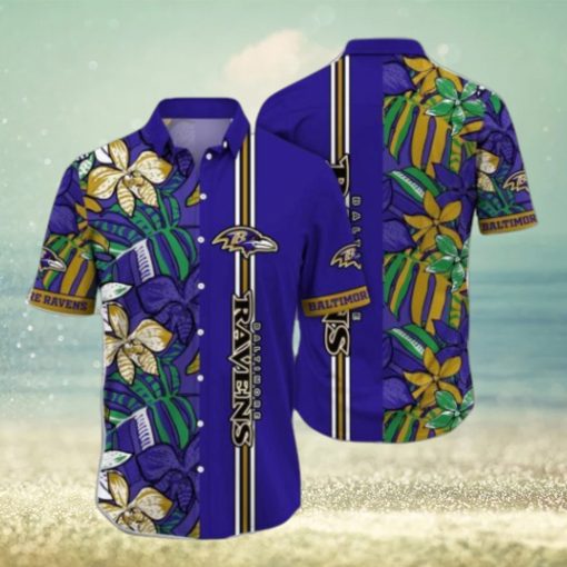 NFL Baltimore Ravens Hawaiian Shirt Flower Chic Summer Gift For Fans