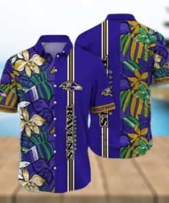 NFL Baltimore Ravens Hawaiian Shirt Flower Chic Summer Gift For Fans