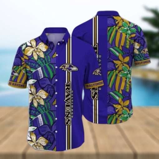 NFL Baltimore Ravens Hawaiian Shirt Flower Chic Summer Gift For Fans