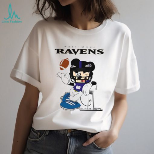 NFL Baltimore Ravens Mickey Mouse Disney Super Bowl Football T shirt