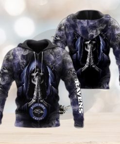 NFL Baltimore Ravens Skull Smoke Zip Up Hoodie