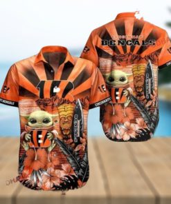 NFL Cincinnati Bengals Baby Yoda Orange Hawaiian Shirt, Trendy Bengals Apparel