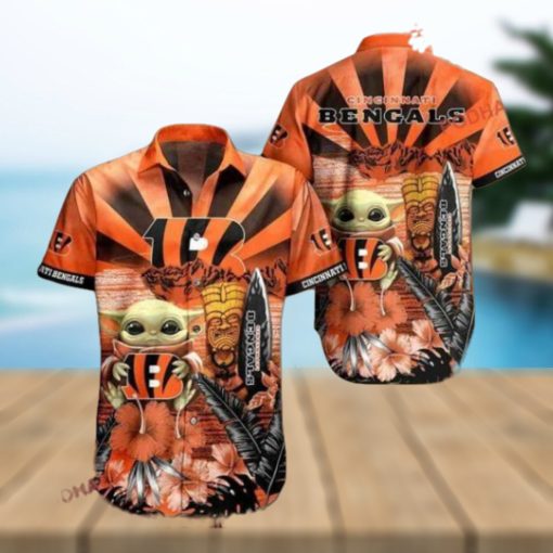 NFL Cincinnati Bengals Baby Yoda Orange Hawaiian Shirt, Trendy Bengals Apparel