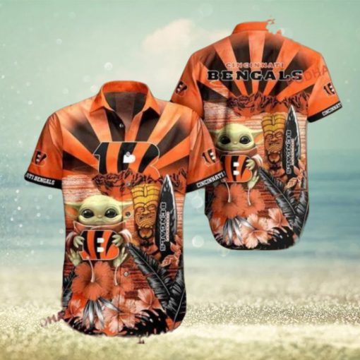 NFL Cincinnati Bengals Baby Yoda Orange Hawaiian Shirt, Trendy Bengals Apparel