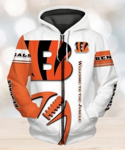 NFL Cincinnati Bengals White Orange Zip Up Hoodie