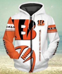 NFL Cincinnati Bengals White Orange Zip Up Hoodie