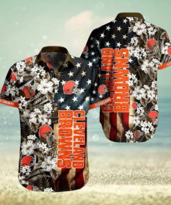 NFL Cleveland Browns Hawaiian Shirt Flag Flower, Best Gift For Men WoMen